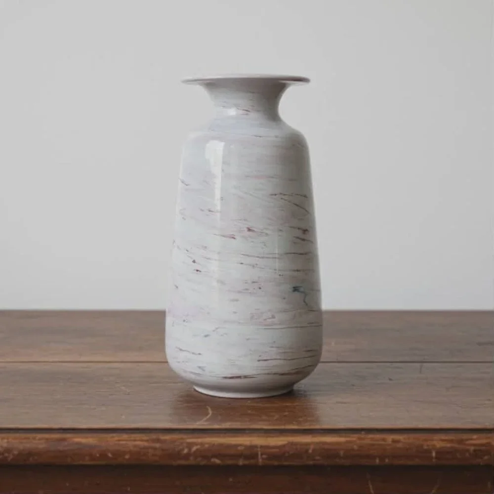 Vintage Italian Pottery Vase 11.25” Mid Century Modern Marbled Scavo Bitossi MCM